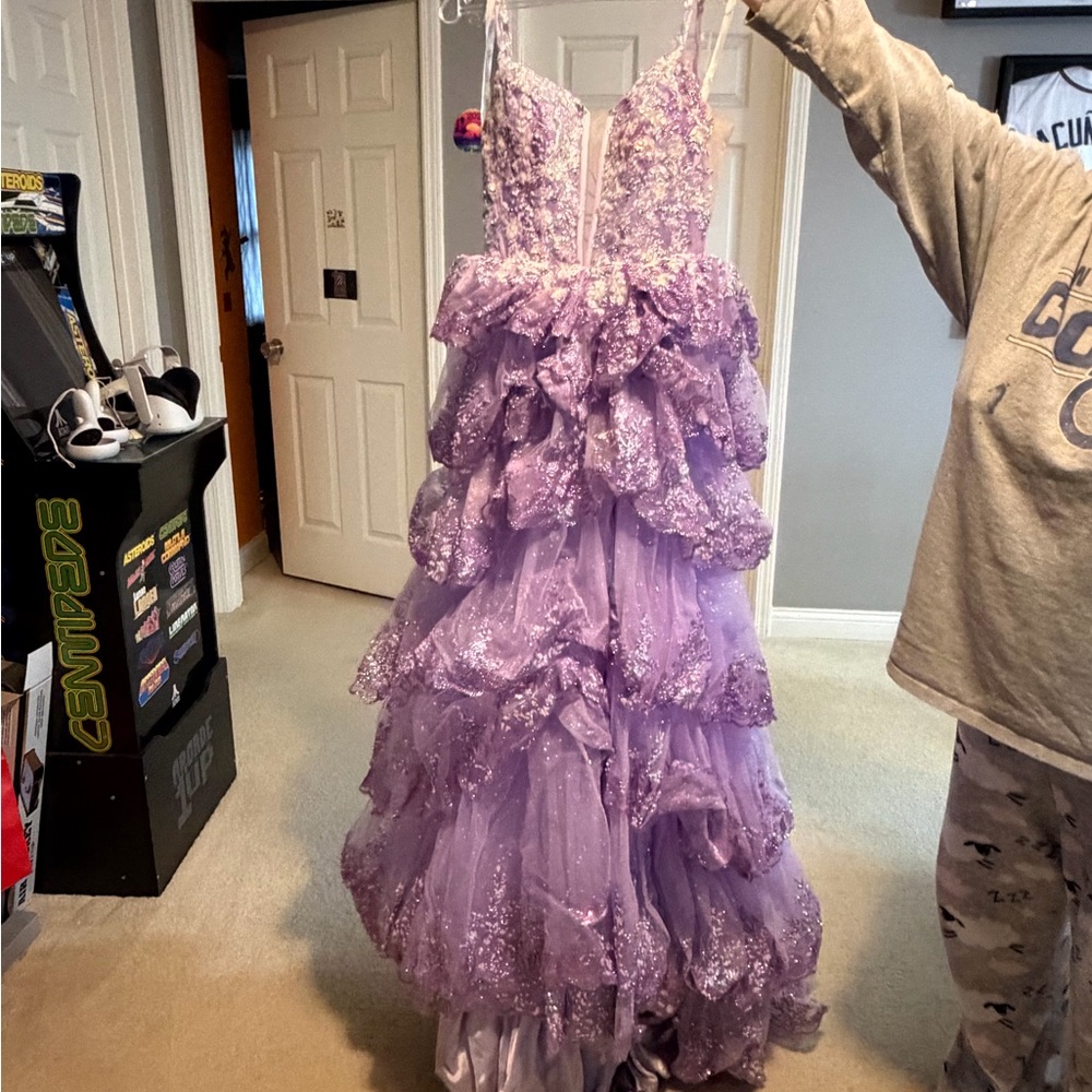 Lavender Ruffled Gown